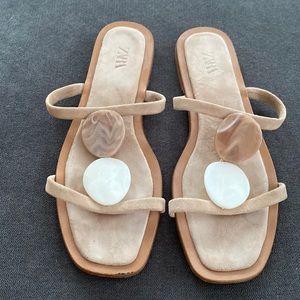 Zara stone flat sandals, size 41.